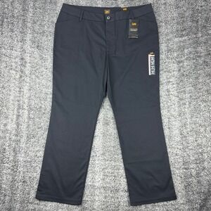 Lee Wrinkle Free Dress Pants Women Size 18 Short Black Straight Leg Mid Rise NEW